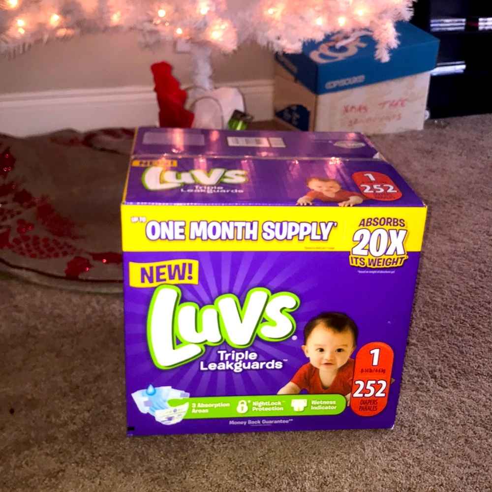 One month supply of size 1 Luvs diapers